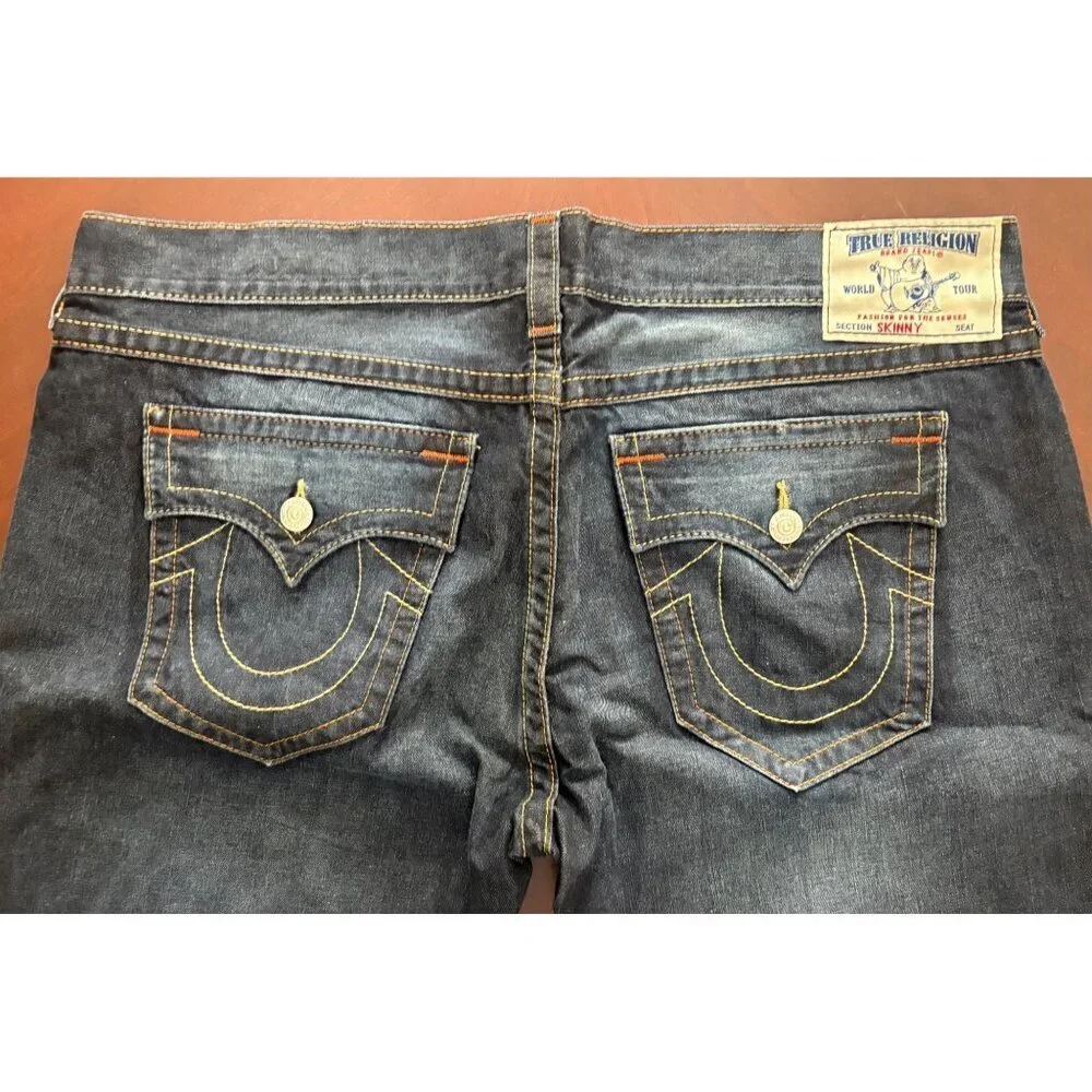 True Religion Men’s Dark Wash Skinny Jeans with Flap Pockets Size 44 x 33